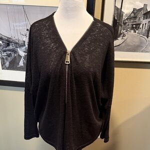 Casting Black Knit 3/4 Zip Top